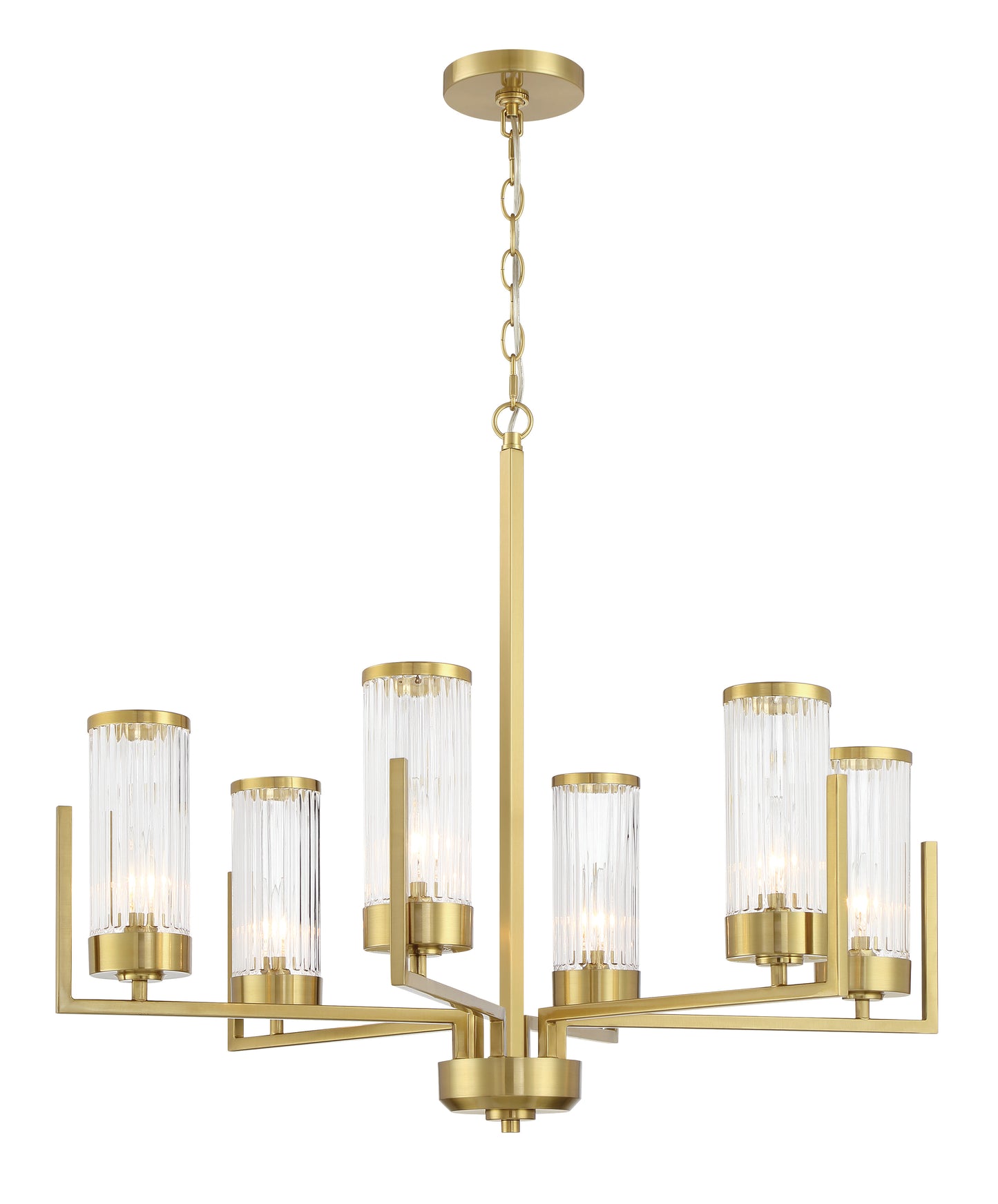 60126-SB - Whittley 6 Light 30" Wide Chandelier - Satin Brass