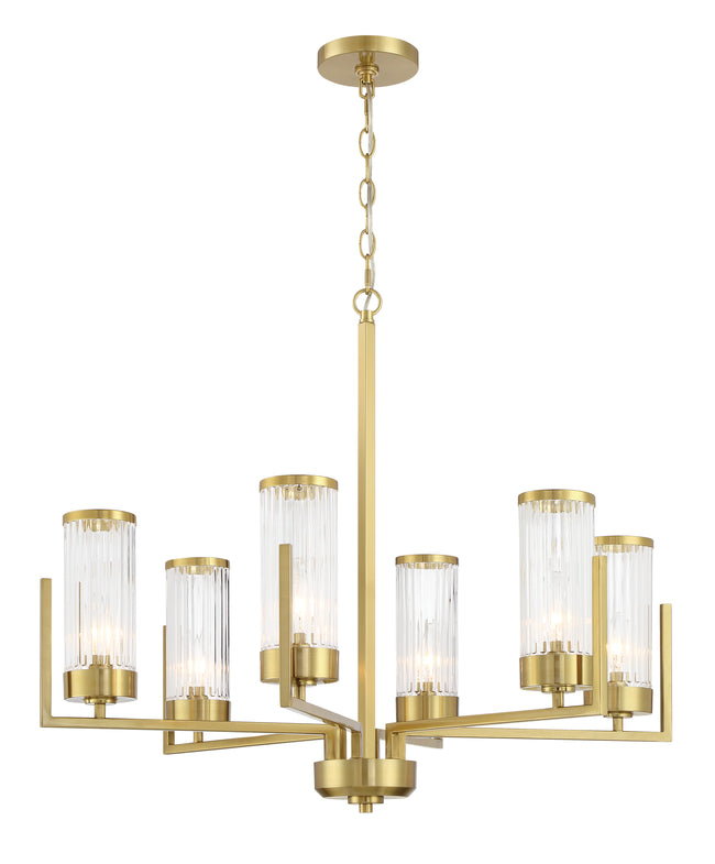 60126-SB - Whittley 6 Light 30" Wide Chandelier - Satin Brass