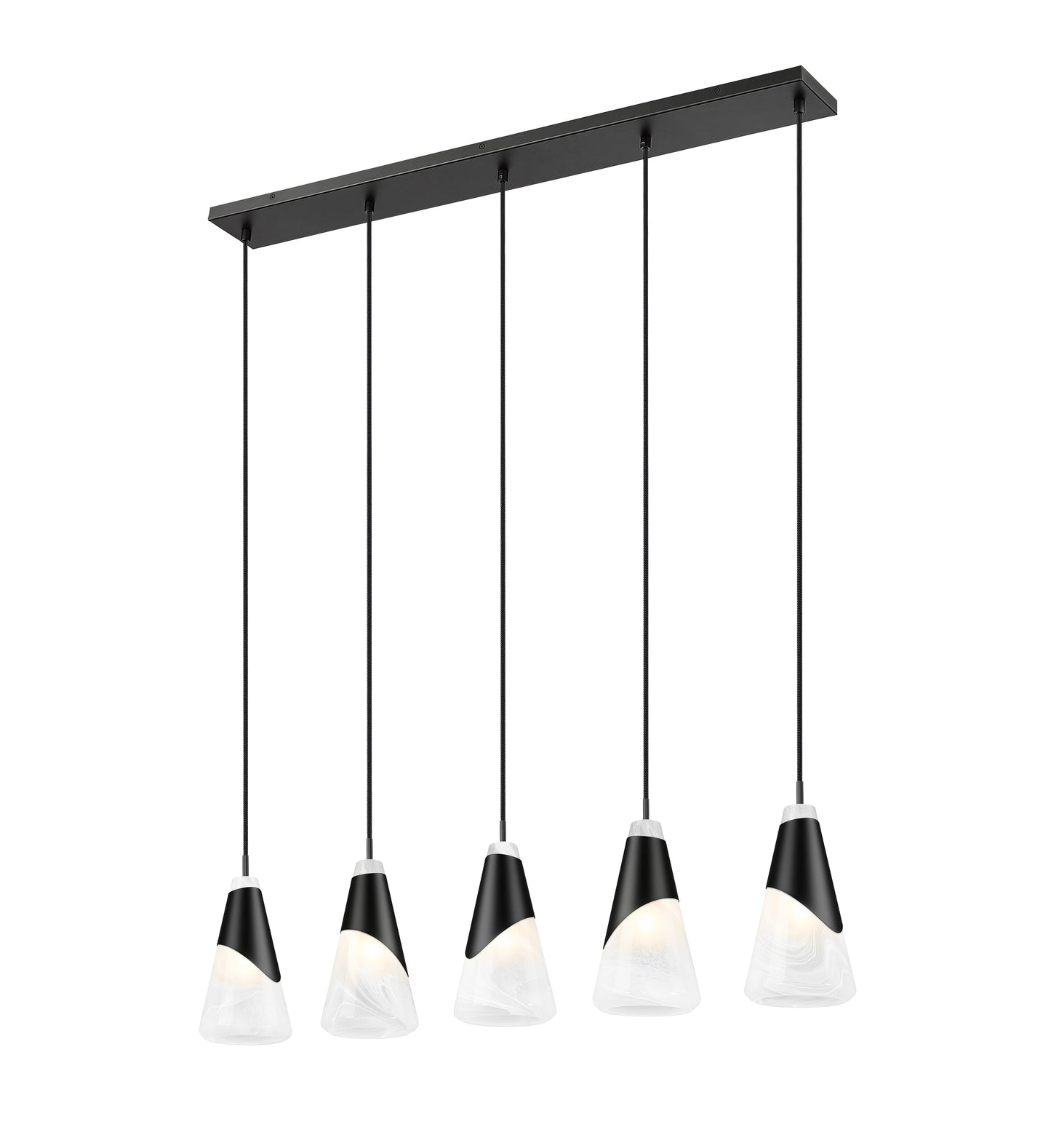 828P6-5L-MB - Aimie 5 Light Linear 42" Chandelier - Matte Black