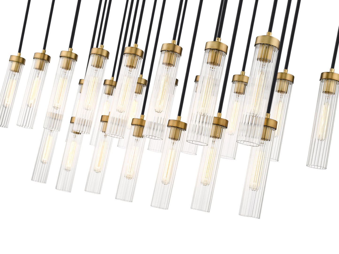 740P-23L-RB - Beau 23 Light Linear 54" Chandelier - Rubbed Brass