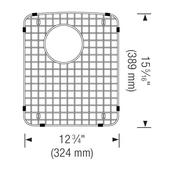 221009 - Stainless Steel Right Sink Grid for Diamond Equal Double
