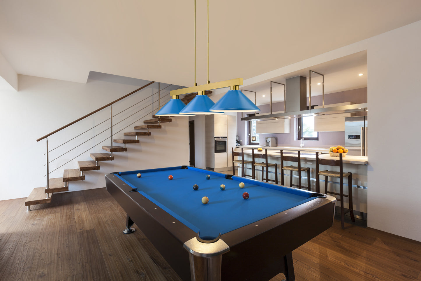 152MGLD-MEB - Cobalt 3 Light 50" Billiard - Modern Gold