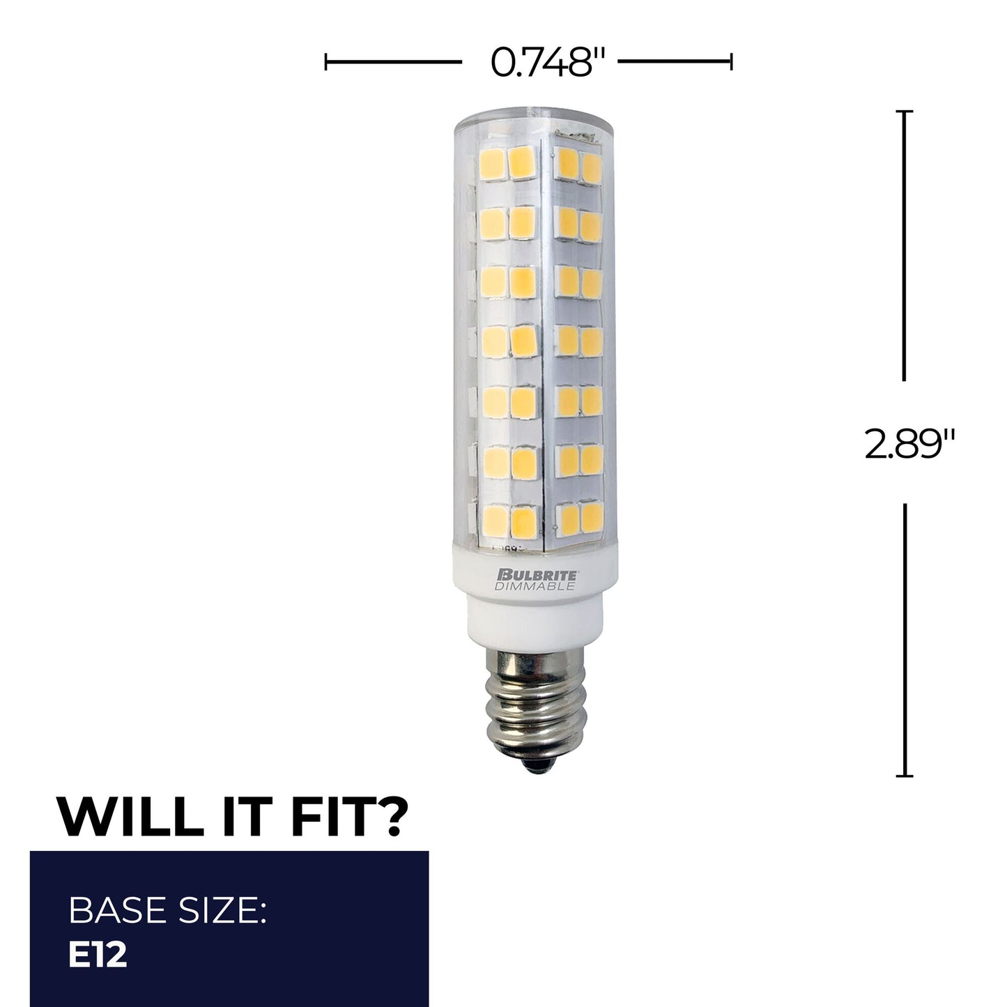 770642 - Dimmable T6 LED Candelabra Light Bulb - 6.5 Watt - 2700K - 2 Pack