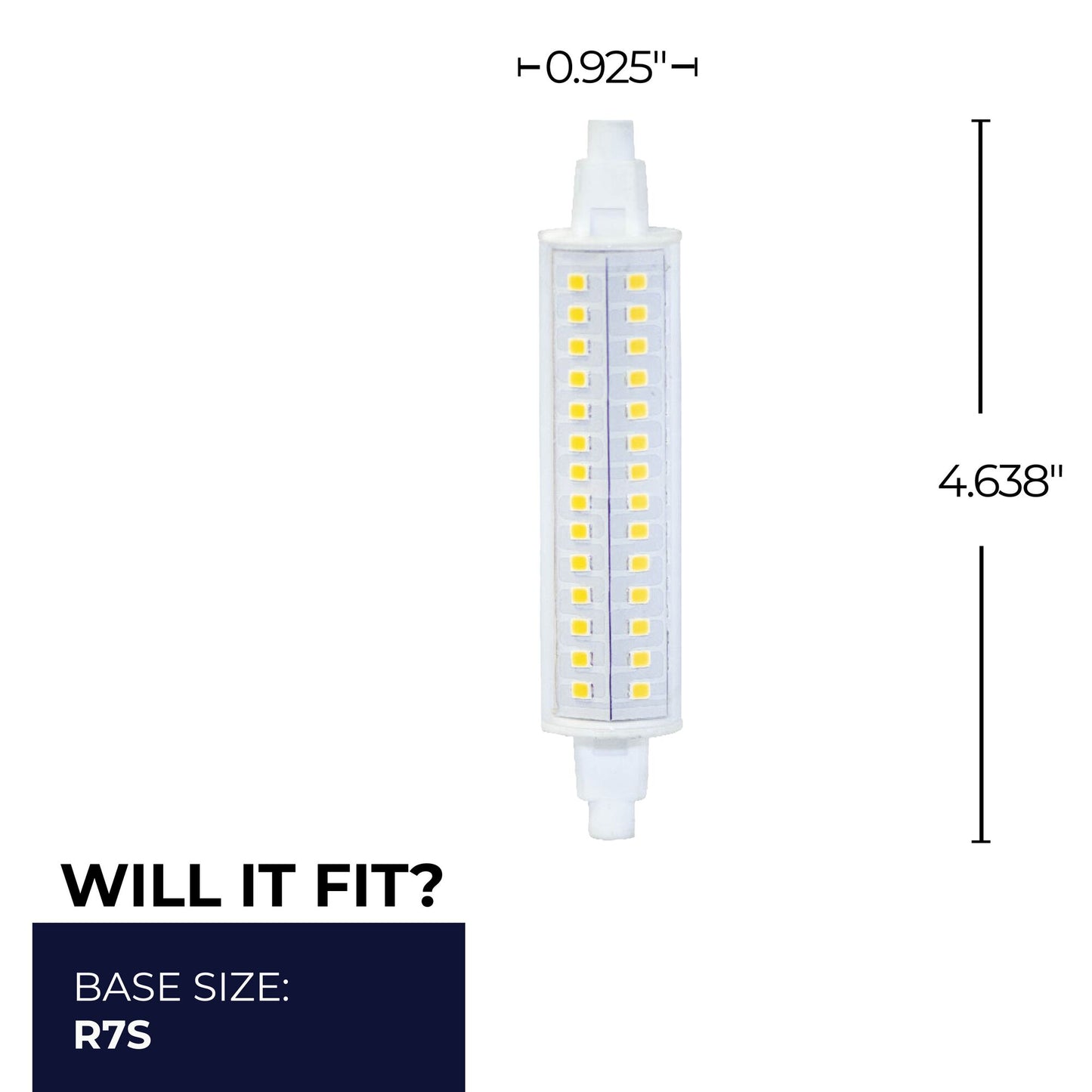 770638 - Dimmable J-TYPE LED R7S Base Light Bulb - 10 Watt - 3000K - 2 Pack