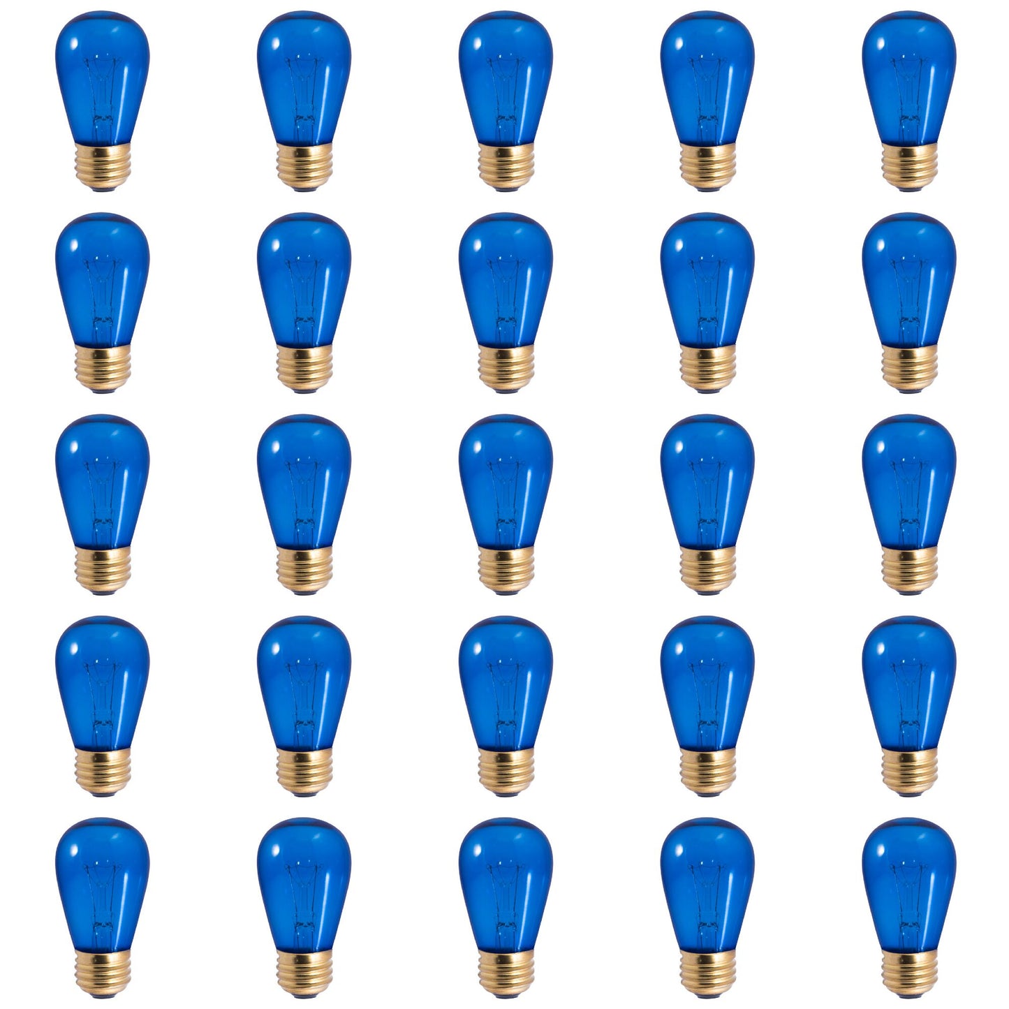 701311 - Dimmable Transparent Blue S14 Incandescent Light Bulb - 11 Watt - 25 Pack