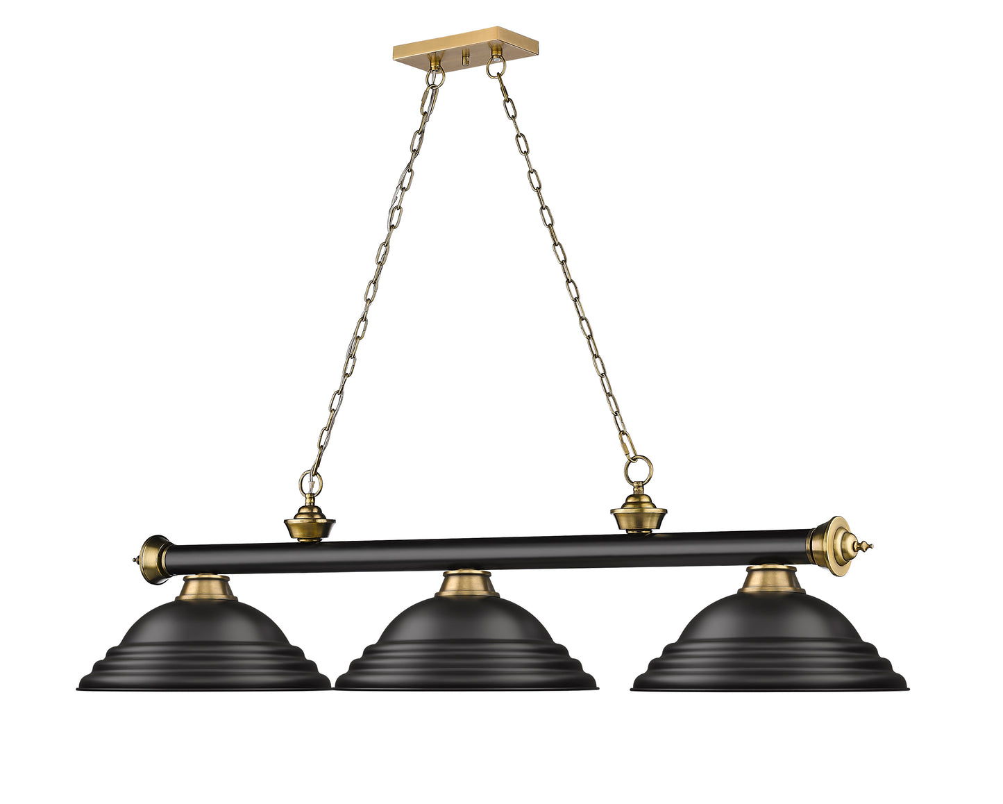 2306-3MB-RB-SMB - Cordon 3 Light 58" Billiard - Matte Black / Rubbed Brass