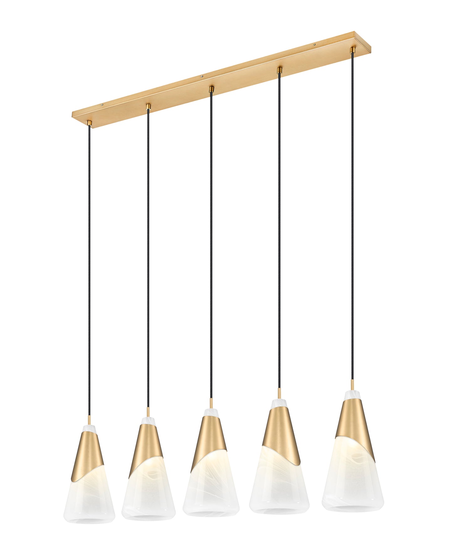 828P7-5L-MGLD - Aimie 5 Light Linear 42" Chandelier - Modern Gold