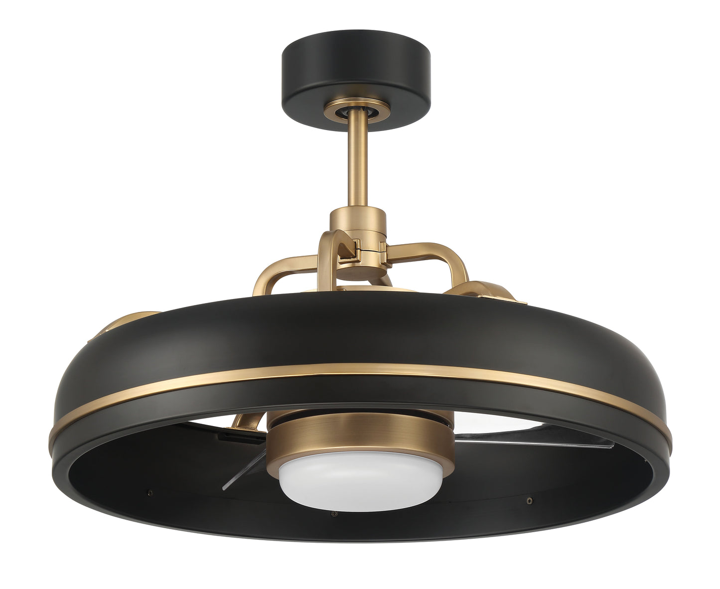 TYL24FBSB3-NWF - Taylor 18" Fandelier no Wifi 20" 3 Blade Indoor Outdoor Ceiling Fan with Light Kit - Flat Black / Satin Brass