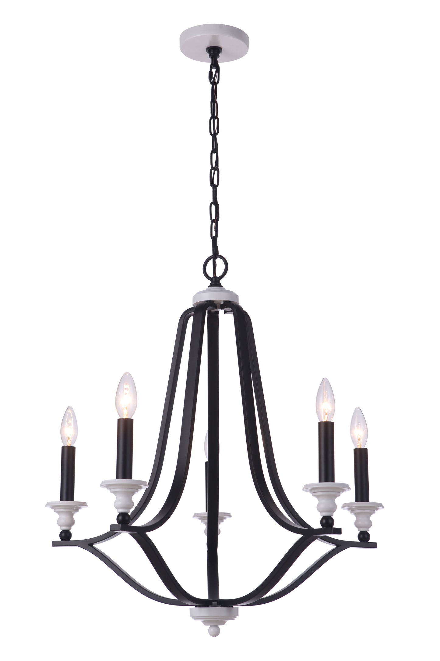 57625-FBMWW - Esme 5 Light 24" Wide Chandelier - Flat Black / Matte White