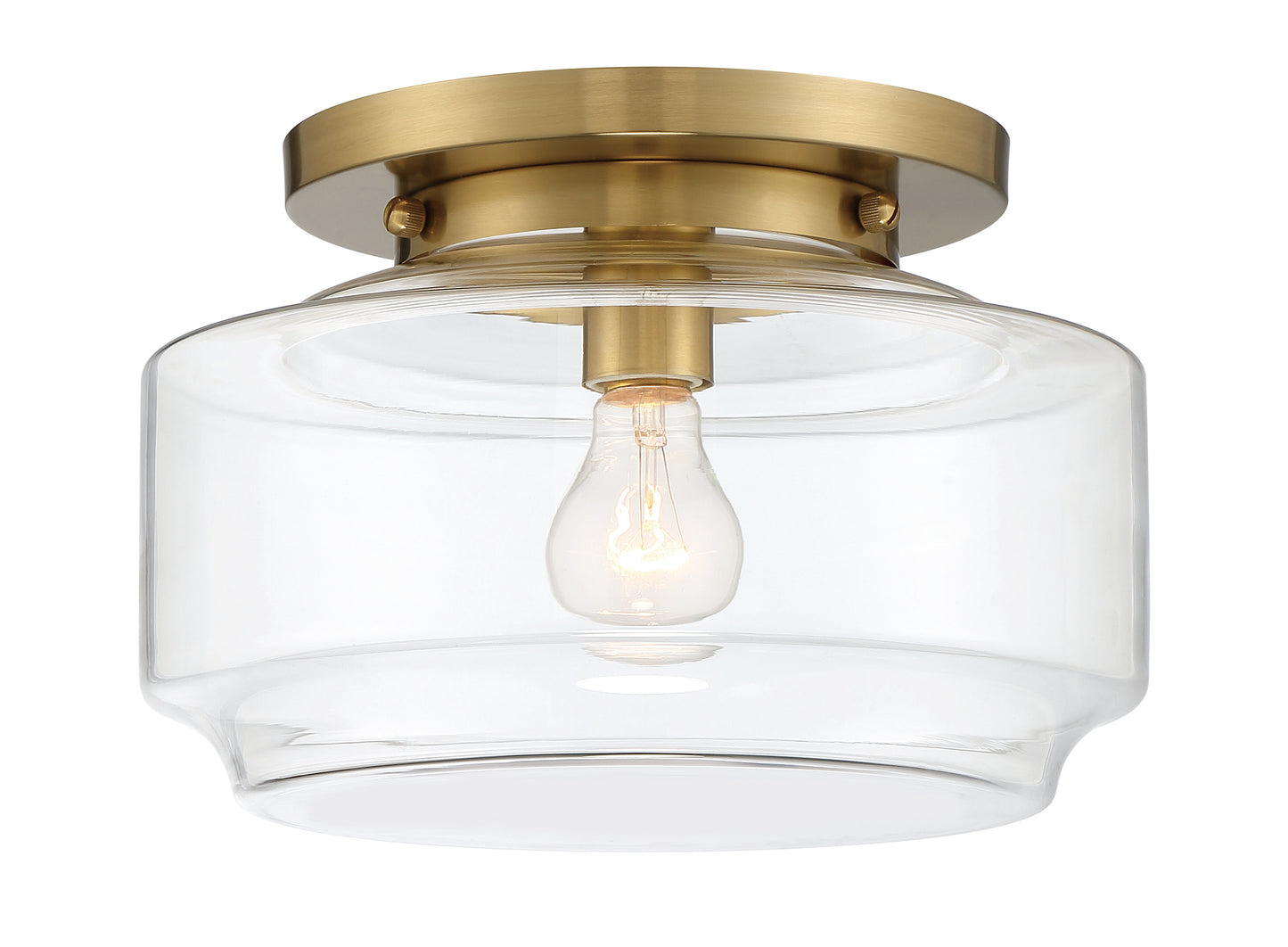 X3112-SB - Peri 1 Light 12" Wide Flush Mount - Satin Brass