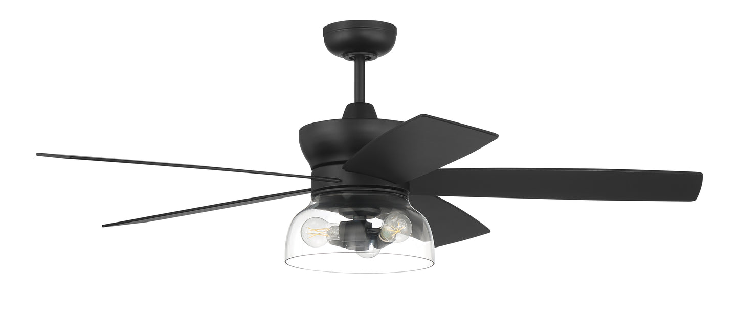 GBN52FB5-NWF - Gibson 52" Ceiling fan no Wifi 52" 5 Blade Ceiling Fan with Light Kit - Flat Black