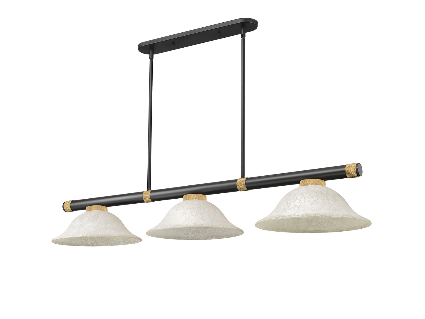 3050-3MB-RB-GM16 - Vanguard 3 Light 58" Billiard - Matte Black / Rubbed Brass