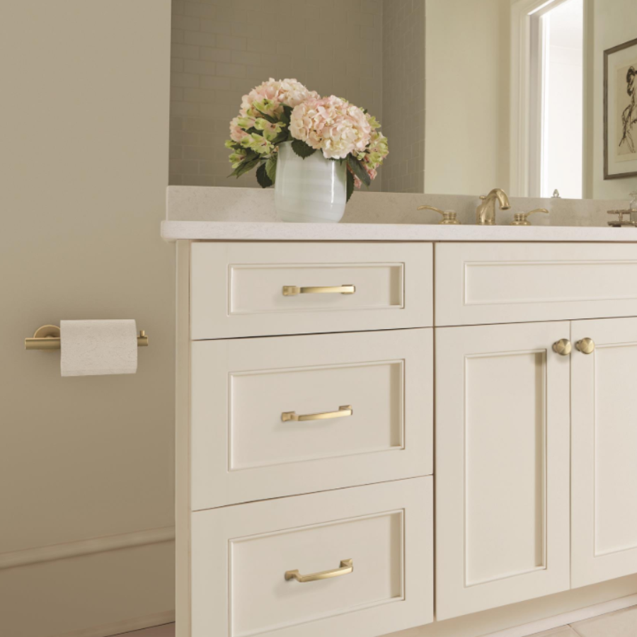 ARRONDIBBZ13 - Bathroom Kit with Tissue Roller and Towel Bar - Golden Champagne