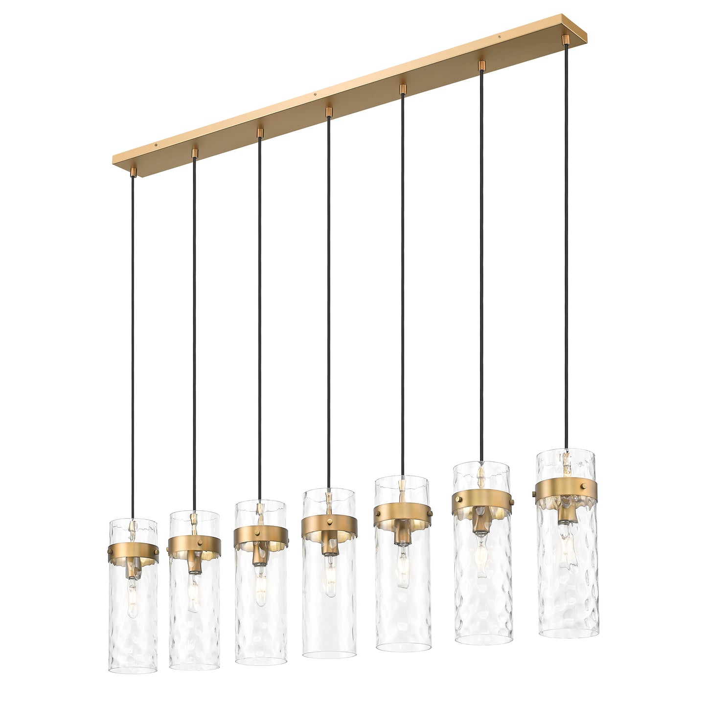 7002P5-7L-RB - Fontaine 7 Light Linear 57" Chandelier - Rubbed Brass
