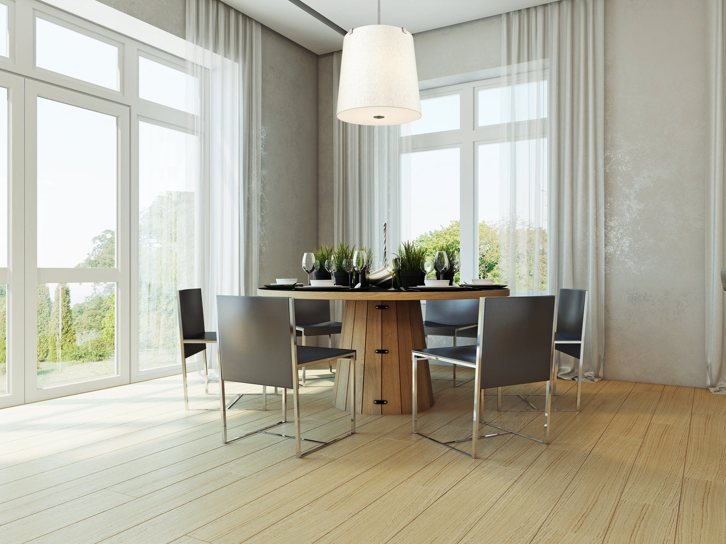 3502P24-BN - Weston 6 Light 24" Pendant - Brushed Nickel