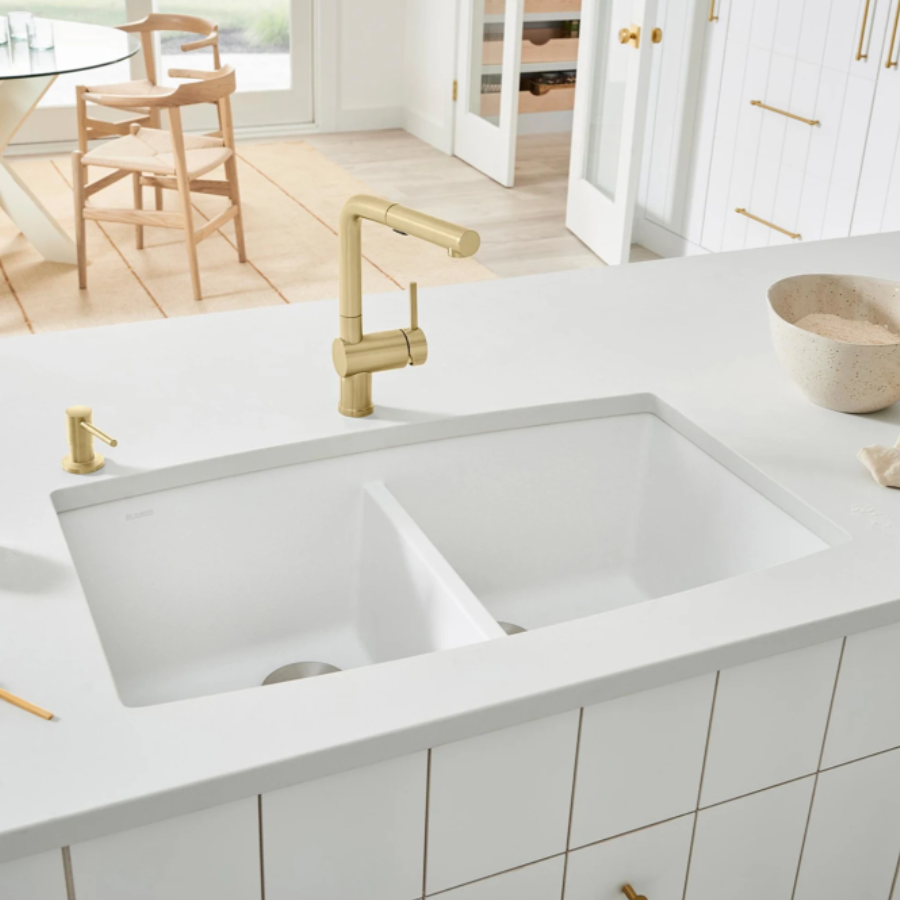 443086 - Performa SILGRANIT 33" 50/50 Double Bowl Undermount Kitchen Sink - Soft White