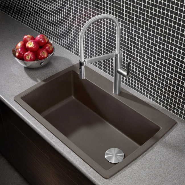 443109 - Diamond SILGRANIT 33.5" Super Single Dual Mount Kitchen Sink - Volcano Gray