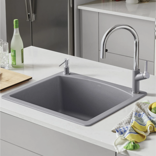 442905 - Diamond SILGRANIT 25" Single Bowl Dual Mount Kitchen Sink - Coal Black