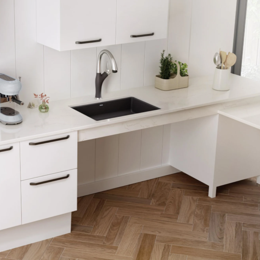 442929 - Precis SILGRANIT 25" ADA Single Bowl Undermount Kitchen Sink - Coal Black