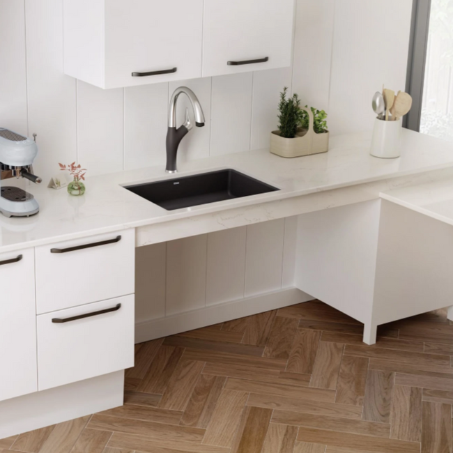 442929 - Precis SILGRANIT 25" ADA Single Bowl Undermount Kitchen Sink - Coal Black