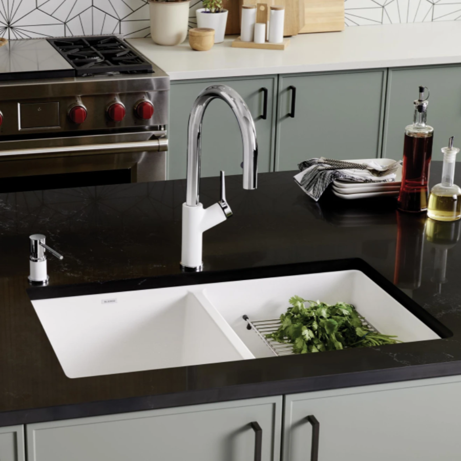 527401 - Precis SILGRANIT 29" 50/50 Double Bowl Undermount Kitchen Sink - Soft White