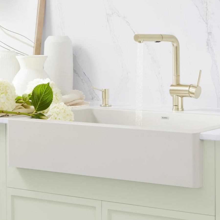 526371 - Linus Low Arc Pull-Out Dual-Spray Kitchen Faucet - Truffle