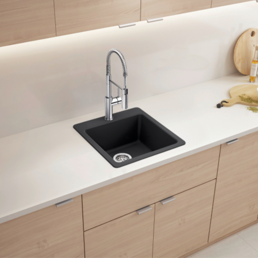 443232 - Liven SILGRANIT 21" Single Bowl Dual Mount Kitchen Sink - Volcano Gray