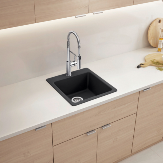 443232 - Liven SILGRANIT 21" Single Bowl Dual Mount Kitchen Sink - Volcano Gray