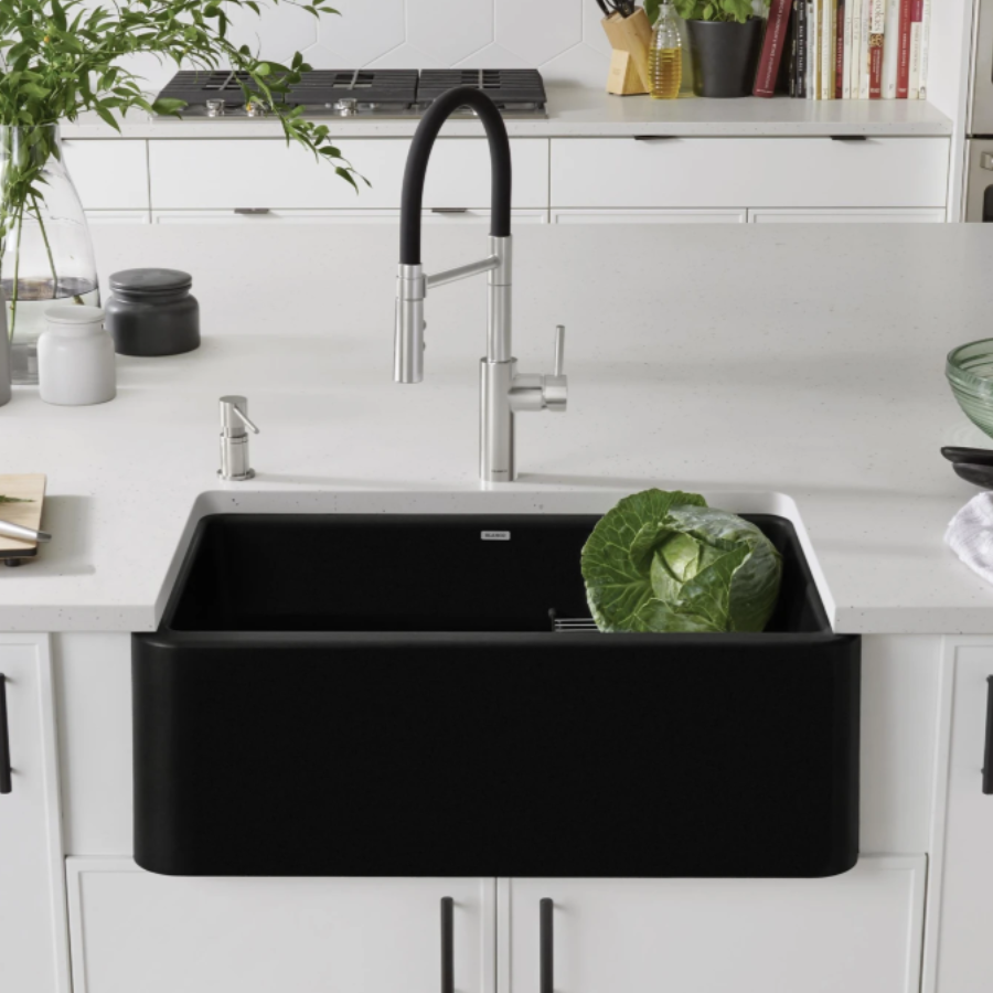 402576 - Ikon SILGRANIT 30" Single Bowl Apron-Front Farmhouse Sink - Coal Black