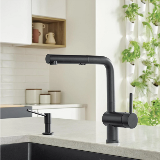 526369 - Linus Low Arc Pull-Out Dual-Spray Kitchen Faucet - Cinder