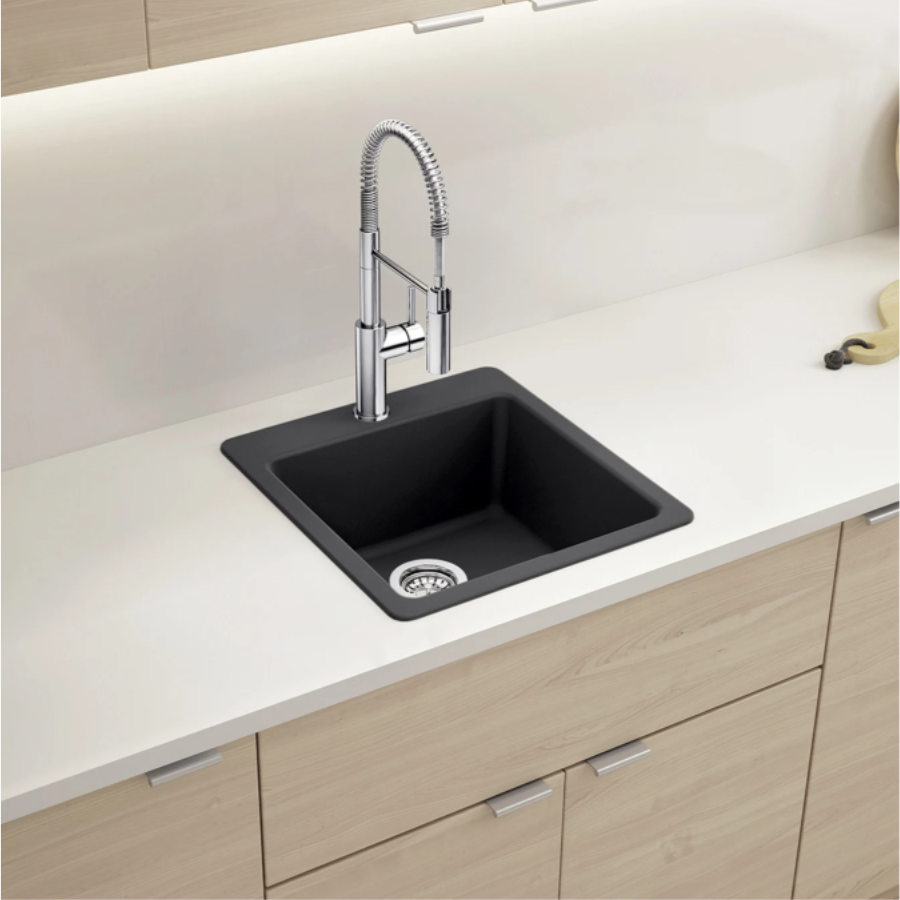 443228 - Liven SILGRANIT 21" Single Bowl Dual Mount Kitchen Sink - Cinder