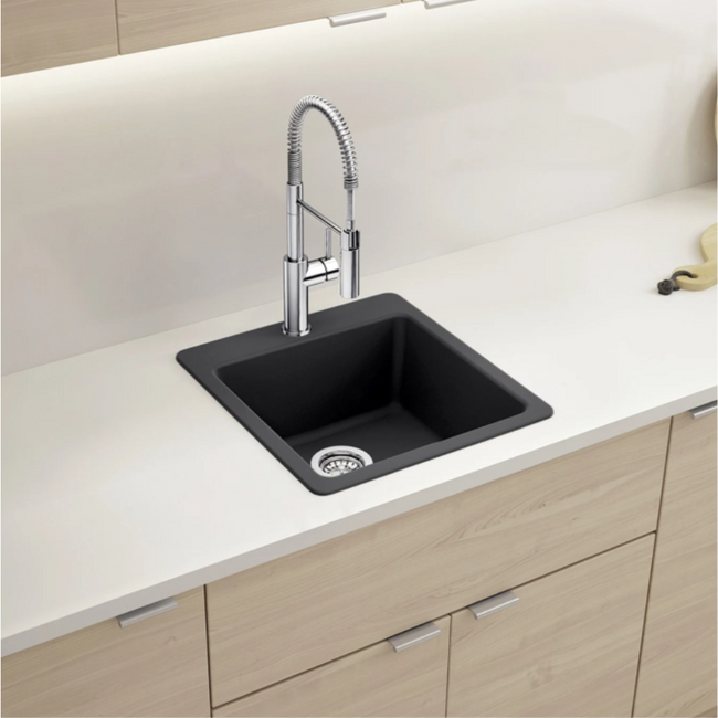 443228 - Liven SILGRANIT 21" Single Bowl Dual Mount Kitchen Sink - Cinder