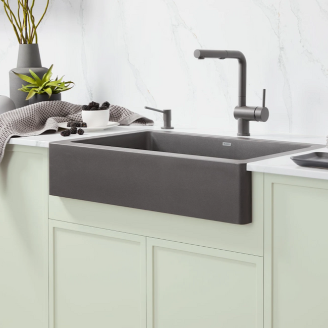 526539 - Vintera SILGRANIT 30" Single Bowl Apron-Front Farmhouse Sink - Cinder