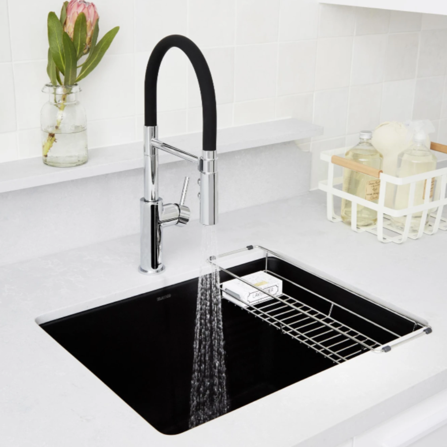 442924 - Liven SILGRANIT 25" Single Bowl Dual Mount Laundry Sink - Coal Black