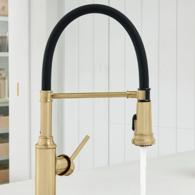 443246 - Empressa Semi-Pro Pull-Down Dual-Spray Kitchen Faucet - Satin Platinum