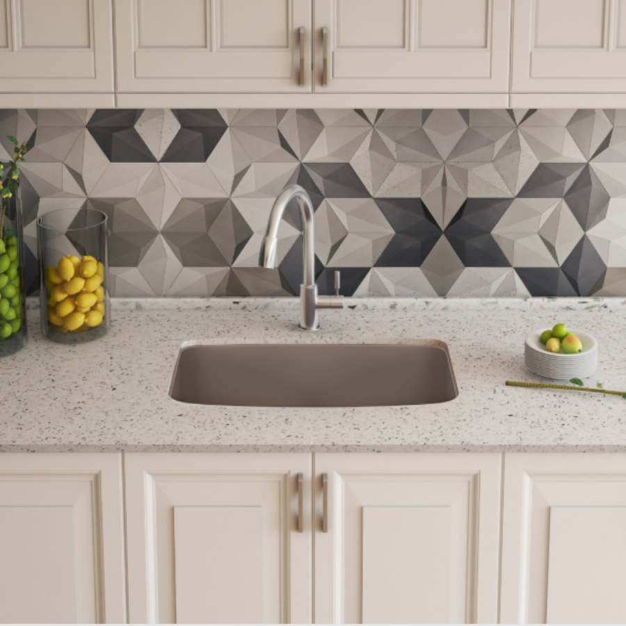 442941 -Valea SILGRANIT 27" Single Bowl Undermount Kitchen Sink - Coal Black