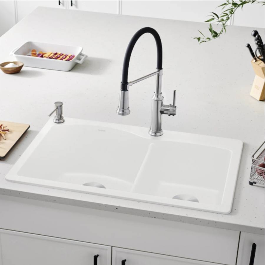 443100 - Diamond SILGRANIT 33" 60/40 Double Bowl Dual Mount Kitchen Sink - Volcano Gray