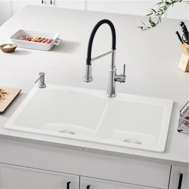 443100 - Diamond SILGRANIT 33" 60/40 Double Bowl Dual Mount Kitchen Sink - Volcano Gray