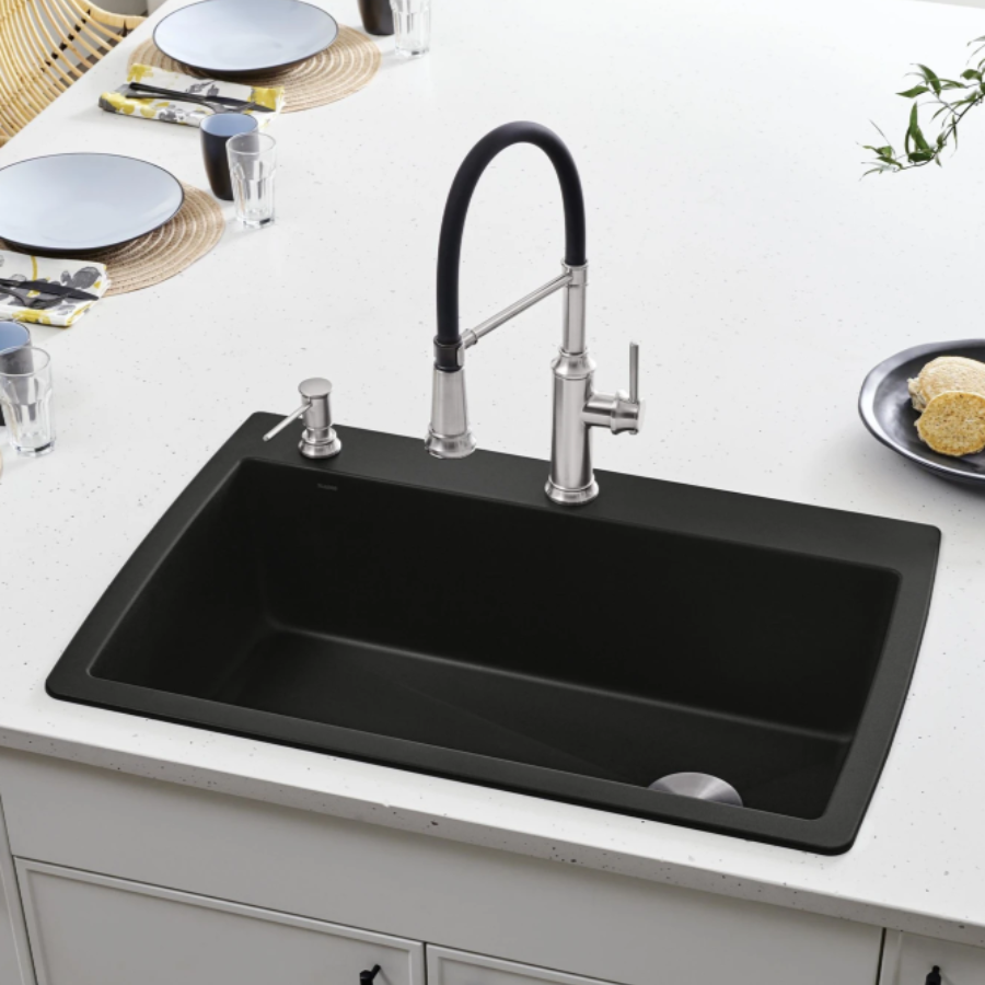 442917 -Diamond SILGRANIT 33.5" Super Single Dual Mount Kitchen Sink - Coal Black