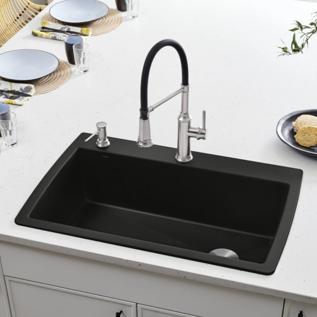 442917 -Diamond SILGRANIT 33.5" Super Single Dual Mount Kitchen Sink - Coal Black