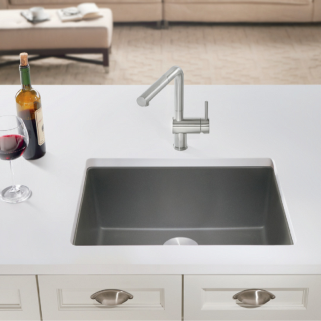 527411 - Precis SILGRANIT 24" Single Bowl Undermount Kitchen Sink - Volcano Gray