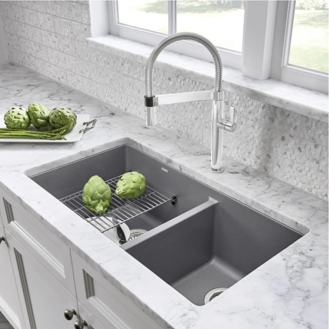 443081 - Precis SILGRANIT 33" 60/40 Double Bowl Undermount Kitchen Sink - Soft White