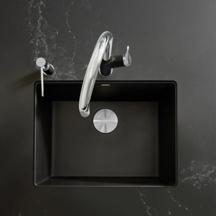 442928 - Precis SILGRANIT 24" Single Bowl Undermount Kitchen Sink - Coal Black