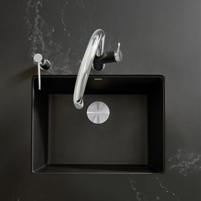 442928 - Precis SILGRANIT 24" Single Bowl Undermount Kitchen Sink - Coal Black