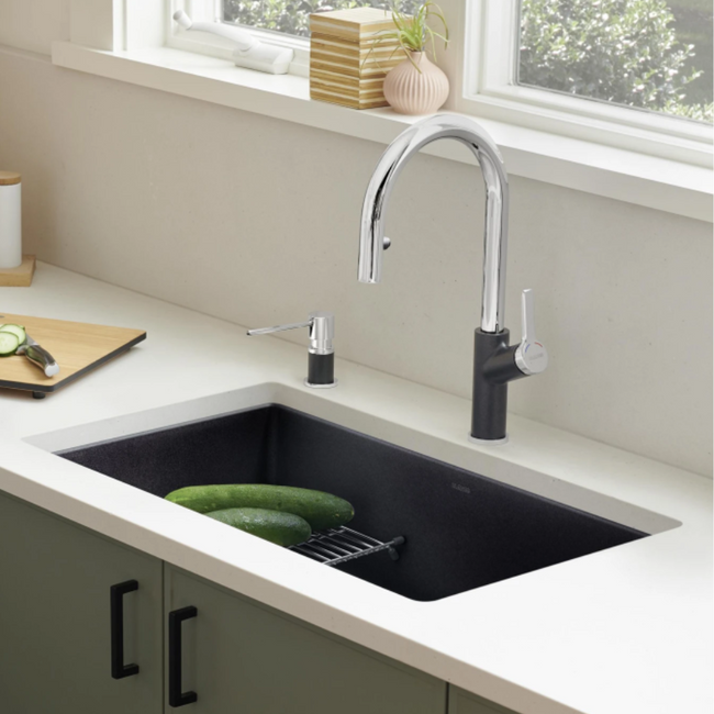 442931 - Precis SILGRANIT 30" Single Bowl Undermount Kitchen Sink - Coal Black