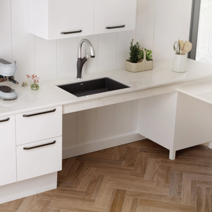 443082 -Precis SILGRANIT 25" ADA Single Bowl Undermount Kitchen Sink - Soft White