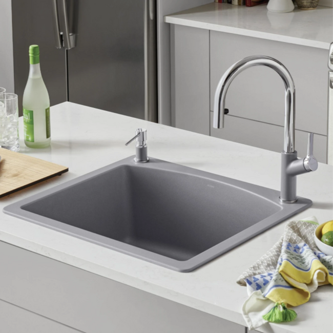 443060 - Diamond SILGRANIT 25" Single Bowl Dual Mount Kitchen Sink - Soft White