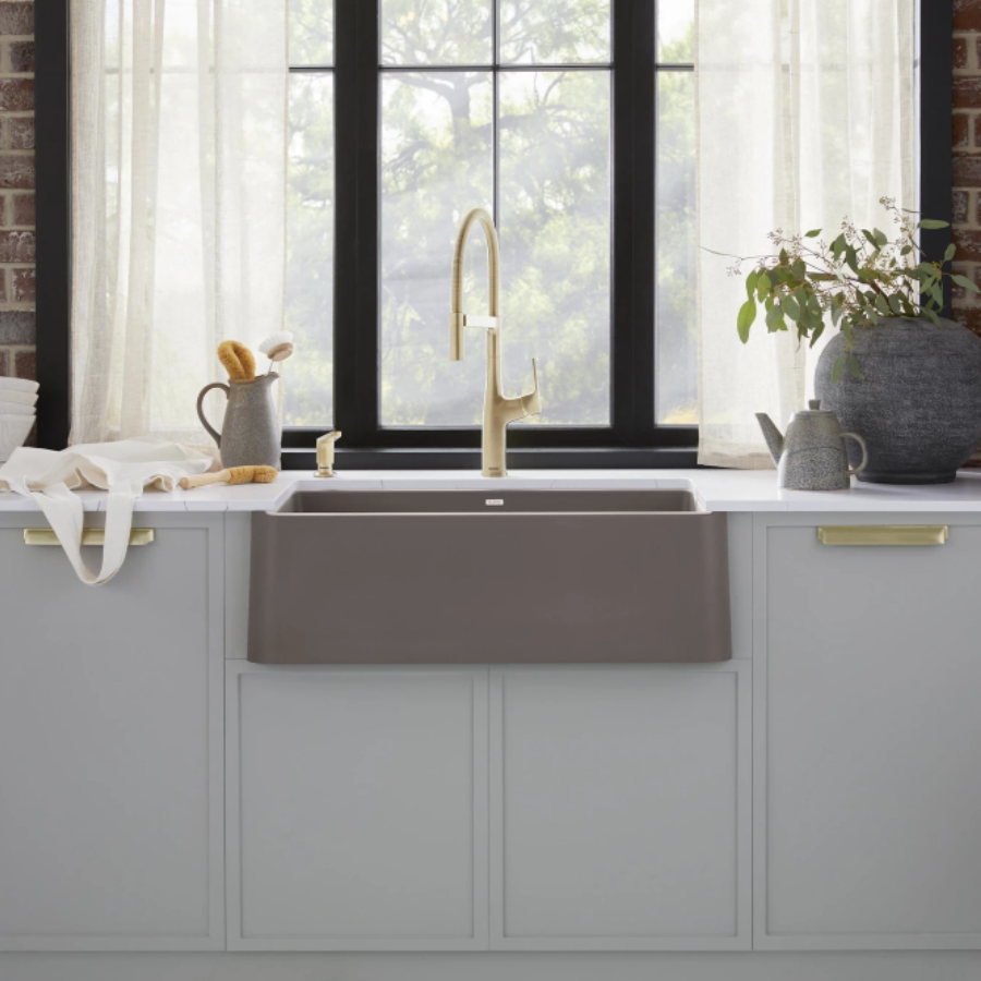 443114 - Ikon SILGRANIT 33" Single Bowl Apron-Front Farmhouse Sink - Volcano Gray