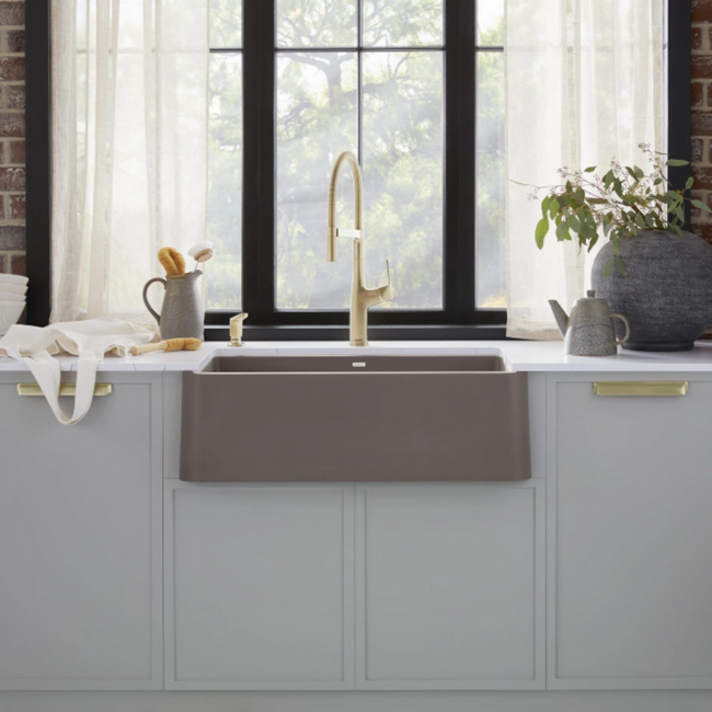 443114 - Ikon SILGRANIT 33" Single Bowl Apron-Front Farmhouse Sink - Volcano Gray