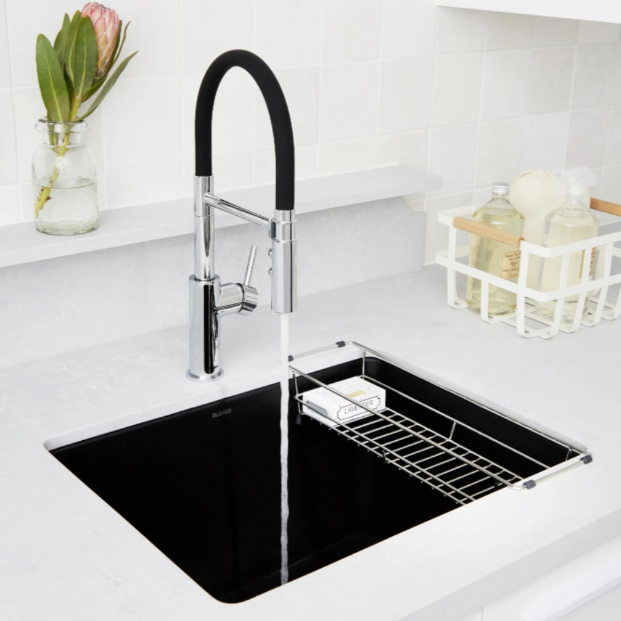 442924 - Liven SILGRANIT 25" Single Bowl Dual Mount Laundry Sink - Coal Black
